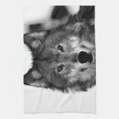 Schwarz-Weiß-Wolf Handtuch (Vertikal)