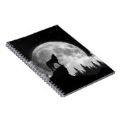 Schwarz-Weiß-Wolf heult auf dem Mond Notizblock (Rechte Seite)