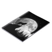 Schwarz-Weiß-Wolf heult auf dem Mond Notizblock (Linke Seite)