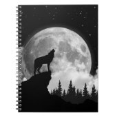 Schwarz-Weiß-Wolf heult auf dem Mond Notizblock (Vorderseite)