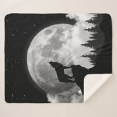 Schwarz-Weiß-Wolf heult auf dem Mond Sherpadecke (Vorderseite (Horizontal))