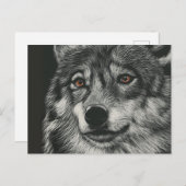Schwarz-Weiß-Wolf-Illustration Postkarte (Vorne/Hinten)