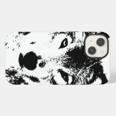 Schwarz-Weiß-Wolf iPhone Hülle (Rückseite (Horizontal))