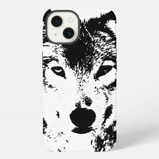 Schwarz-Weiß-Wolf iPhone Hülle (Rückseite)