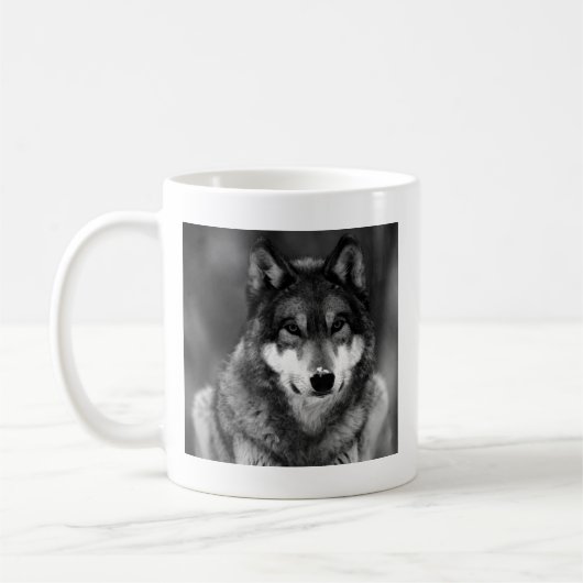 Schwarz-Weiß-Wolf Kaffeetasse (Links)