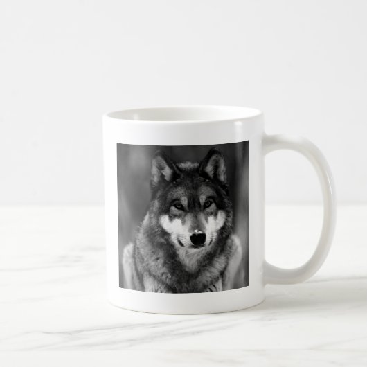 Schwarz-Weiß-Wolf Kaffeetasse (Rechts)