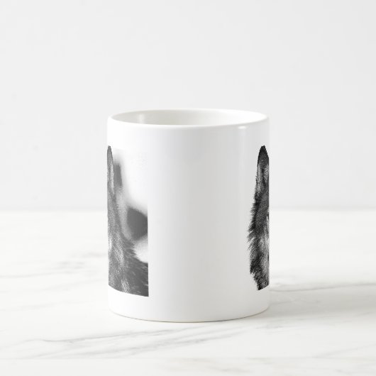 Schwarz-Weiß-Wolf Kaffeetasse (Mittel)