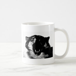 Schwarz-Weiß-Wolf Kaffeetasse