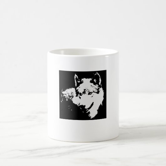 Schwarz-Weiß-Wolf Kaffeetasse (Mittel)
