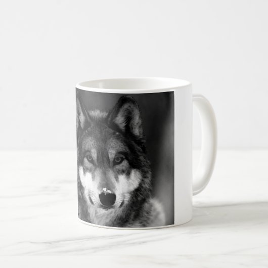 Schwarz-Weiß-Wolf Kaffeetasse (VorderseiteRechts)