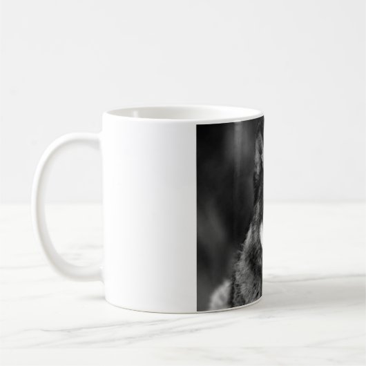 Schwarz-Weiß-Wolf Kaffeetasse (Links)