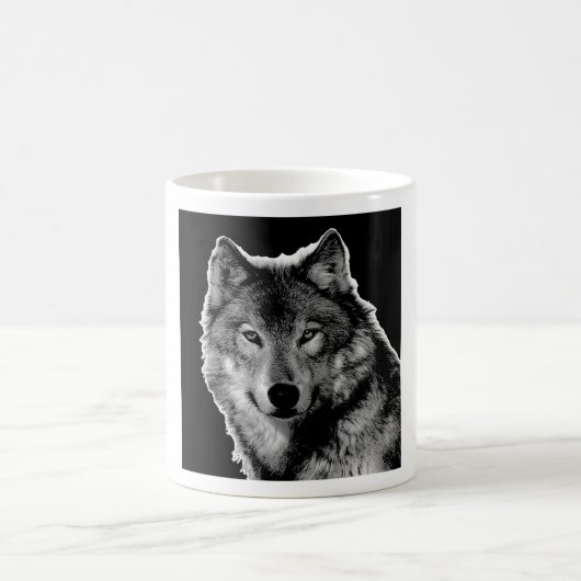 Schwarz-Weiß-Wolf Kaffeetasse (Mittel)