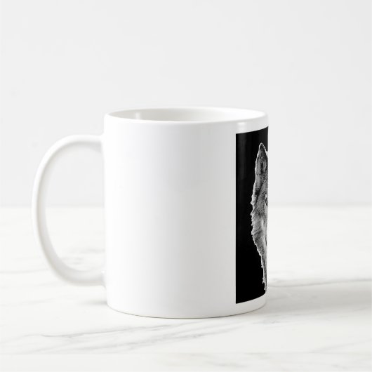 Schwarz-Weiß-Wolf Kaffeetasse (Links)