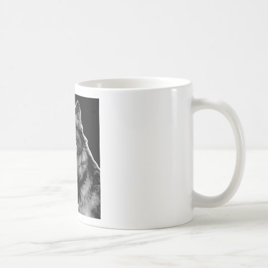Schwarz-Weiß-Wolf Kaffeetasse (Rechts)