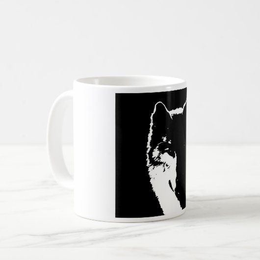 Schwarz-Weiß-Wolf Kaffeetasse (Vorderseite Links)
