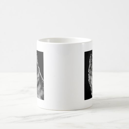Schwarz-Weiß-Wolf Kaffeetasse (Mittel)