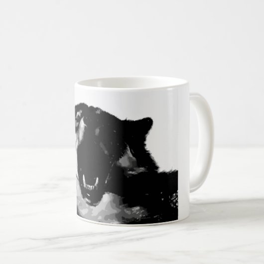 Schwarz-Weiß-Wolf Kaffeetasse (VorderseiteRechts)