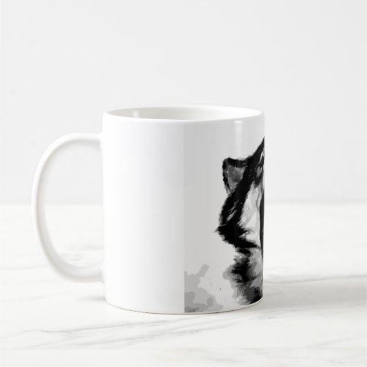 Schwarz-Weiß-Wolf Kaffeetasse (Links)