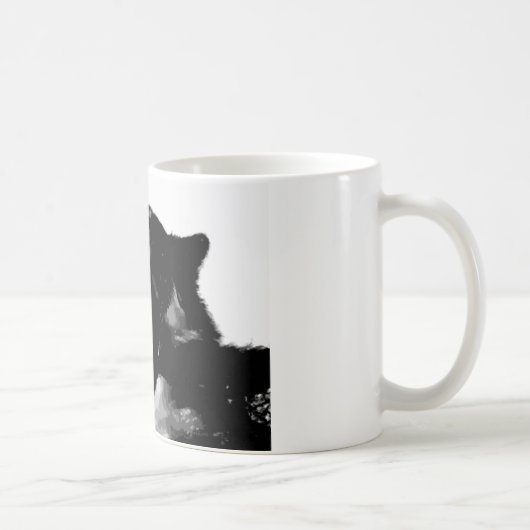 Schwarz-Weiß-Wolf Kaffeetasse (Rechts)