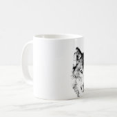 Schwarz-Weiß-Wolf Kaffeetasse (Vorderseite Links)