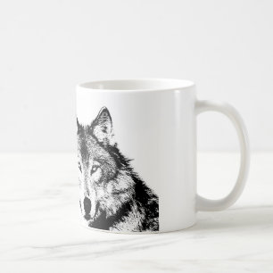 Schwarz-Weiß-Wolf Kaffeetasse