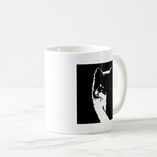 Schwarz-Weiß-Wolf Kaffeetasse (VorderseiteRechts)