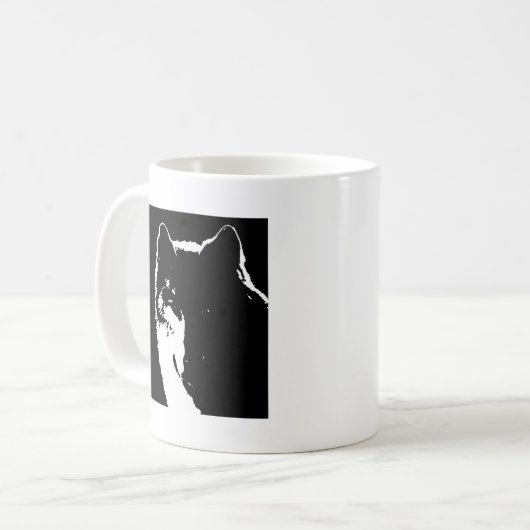Schwarz-Weiß-Wolf Kaffeetasse (Vorderseite Links)