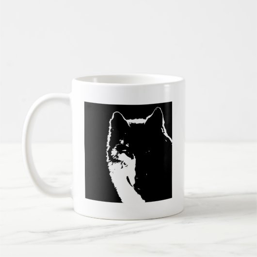 Schwarz-Weiß-Wolf Kaffeetasse (Links)