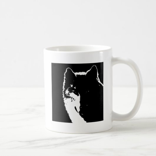 Schwarz-Weiß-Wolf Kaffeetasse (Rechts)