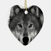 Schwarz-Weiß-Wolf Keramik Ornament (Rechts)
