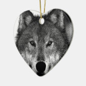 Schwarz-Weiß-Wolf Keramik Ornament (Links)
