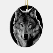 Schwarz-Weiß-Wolf Keramik Ornament (Rechts)