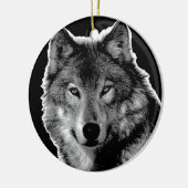 Schwarz-Weiß-Wolf Keramik Ornament (Links)
