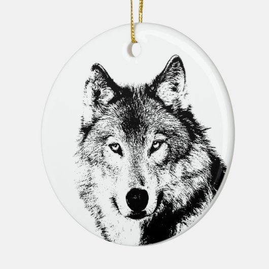 Schwarz-Weiß-Wolf Keramikornament (Links)