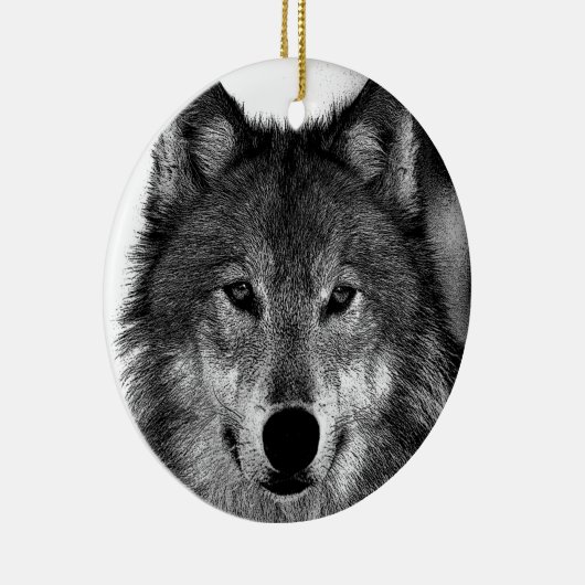 Schwarz-Weiß-Wolf Keramikornament (Rechts)