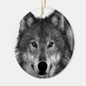 Schwarz-Weiß-Wolf Keramikornament (Links)