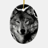 Schwarz-Weiß-Wolf Keramikornament (Vorne)
