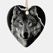 Schwarz-Weiß-Wolf Keramikornament (Rechts)