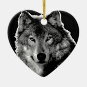 Schwarz-Weiß-Wolf Keramikornament (Vorne)