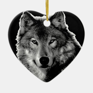 Schwarz-Weiß-Wolf Keramikornament