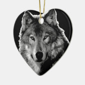 Schwarz-Weiß-Wolf Keramikornament (Links)
