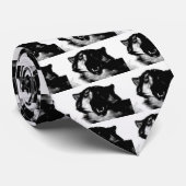 Schwarz-Weiß-Wolf Krawatte (Gerollt)