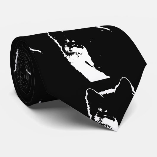 Schwarz-Weiß-Wolf Krawatte (Gerollt)