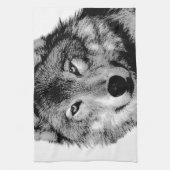 Schwarz-Weiß-Wolf Küchentuch (Vertikal)