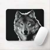 Schwarz-Weiß-Wolf-Kunstwerk Mousepad (Mit Mouse)