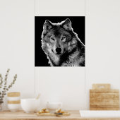 Schwarz-Weiß-Wolf-Kunstwerk Poster (Küche)