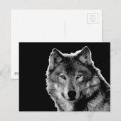 Schwarz-Weiß-Wolf-Kunstwerk Postkarte (Vorne/Hinten)