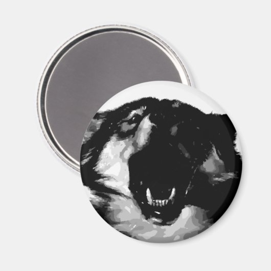 Schwarz-Weiß-Wolf Magnet (Vorderseite/Rückseite)