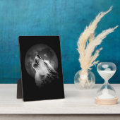 Schwarz & Weiß Wolf & Mond Fotoplatte (Seite)
