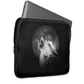 Schwarz & Weiß Wolf & Mond Laptopschutzhülle (Vorne Rechts)